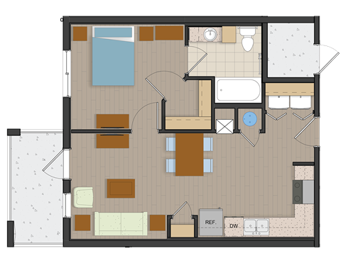 he Quarry 1 Bedroom Floor Plan